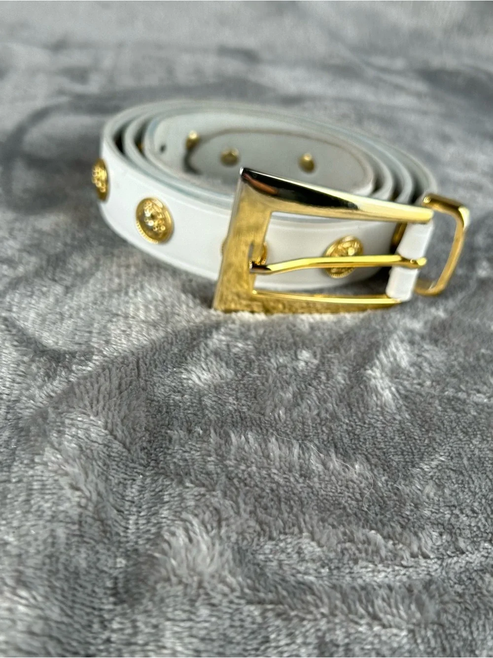 Vintage The Limited Belt White Leather Studded‎ Lions Made in Italy Womens L